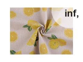 Tessuto di cotone / imitazione lino, materiale grezzo, motivo: limoni