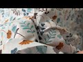 Tessuto di cotone / tela, motivo: fiori e foglie